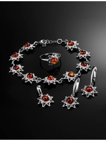 Cognac Amber Pendant In Sterling Silver The Helios, image , picture 5