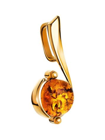 Round Amber Pendant In Gold-Plated Silver The Sphere, image , picture 3