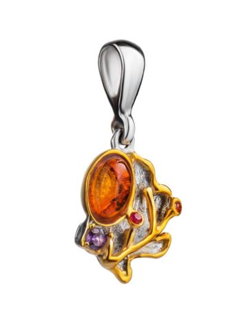 Bright Gold-Plated Pendant With Amber And Crystals The Beatrice, image , picture 3