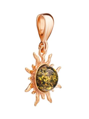 Bright Sun Shaped Gold-Plated Pendant With Amber Centre Stone The Helios, image , picture 4