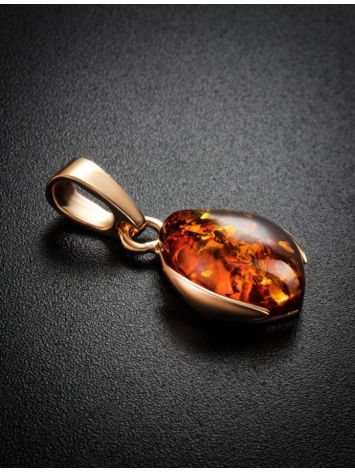 Bright Gold-Plated Pendant With Cognac Amber The Cat's Eye, image , picture 2