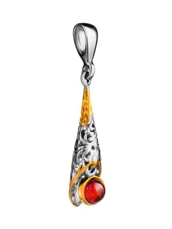 Filigree Gold-Plated Dangle Pendant With Amber The Roxanne, image , picture 4