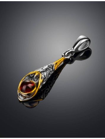 Filigree Gold-Plated Dangle Pendant With Amber The Roxanne, image , picture 2