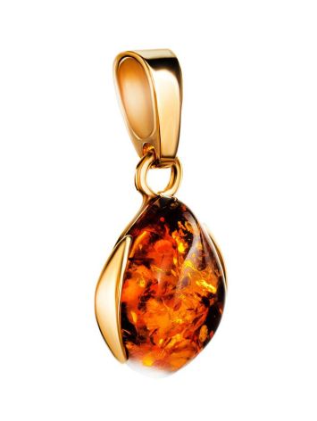 Bright Gold-Plated Pendant With Cognac Amber The Cat's Eye, image , picture 4