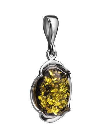 Classy Green Amber Pendant In Sterling Silver The Lyon, image , picture 3