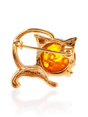 Gold Plated Kitten Brooch With Cognac Amber The Fairyrtale, image , picture 3