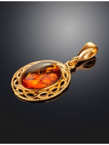 Oval Gold Plated Amber Pendant The Ellas, image , picture 2