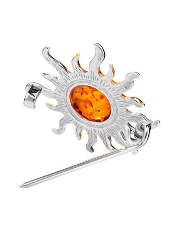 Amber Brooch In Gold Plated Silver The Helios, image , picture 3