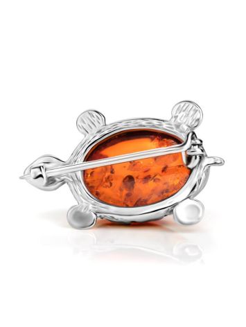 Cognac Amber Brooch In Gold Plated Silver The Turtle, image , picture 3