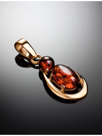 Stylish Amber Pendant In Gold-Plated Silver The Prussia, image , picture 2