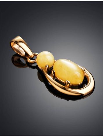 Stylish Honey Amber Pendant In Gold-Plated Silver The Prussia, image , picture 2