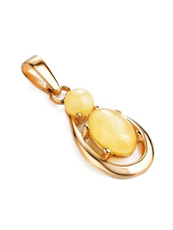 Stylish Honey Amber Pendant In Gold-Plated Silver The Prussia, image , picture 4