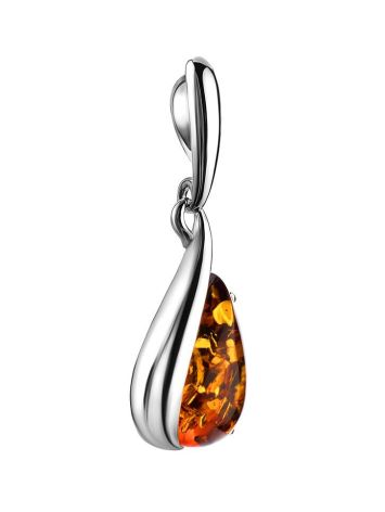 Delicate Teardrop Silver Pendant With Cognac Amber The Gioconda, image , picture 3