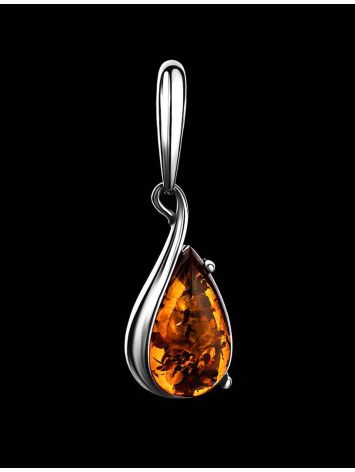 Delicate Teardrop Silver Pendant With Cognac Amber The Gioconda, image , picture 2