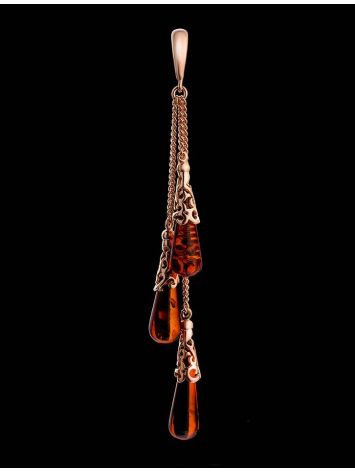 Elongated Amber Pendant In Gold-Plated Silver The Casablanca, image , picture 2