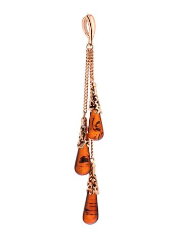Elongated Amber Pendant In Gold-Plated Silver The Casablanca, image , picture 3