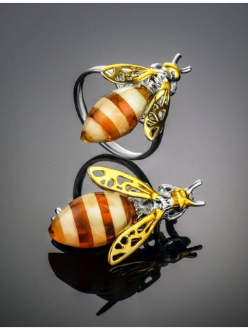 Gold Plated Amber Brooch The Bee, image , picture 4