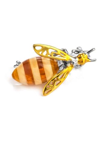 Gold Plated Amber Brooch The Bee, image , picture 3