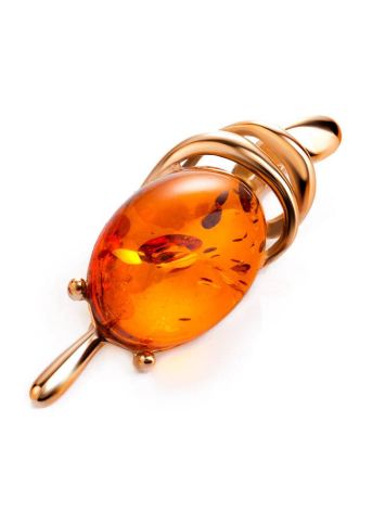Bold Gold-Plated Pendant With Cognac Amber The Sigma, image , picture 4