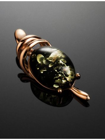 Green Amber Pendant In Gold-Plated Silver The Sigma, image , picture 2