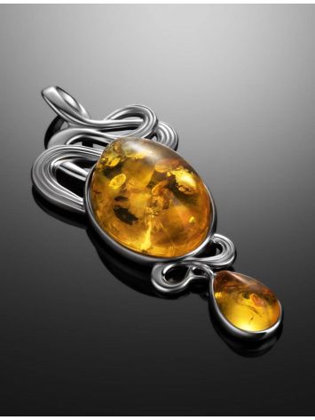 Bright Lemon Amber Pendant In Sterling Silver The Fairy, image , picture 2