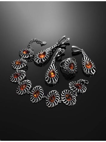 Elegant Cognac Amber Pendant In Sterling Silver The Sevilla, image , picture 5