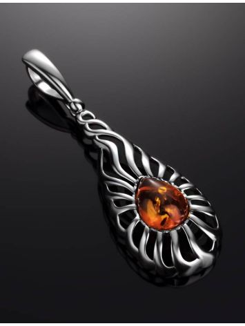 Elegant Cognac Amber Pendant In Sterling Silver The Sevilla, image , picture 2
