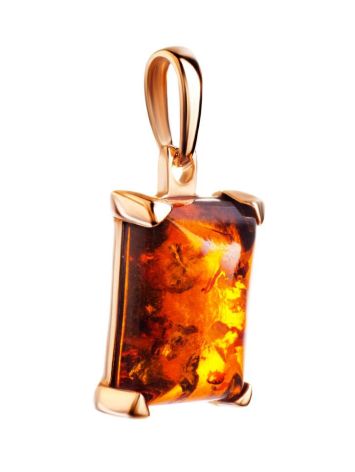 Gold-Plated Silver Pendant With Square Cognac Amber Stone The Rectangle, image , picture 3