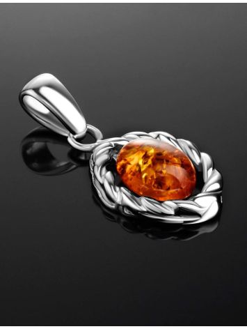 Classy Silver Pendant With Cognac Amber The Florence, image , picture 2