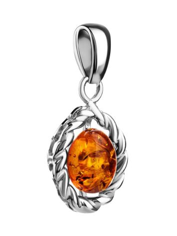 Classy Silver Pendant With Cognac Amber The Florence, image , picture 3