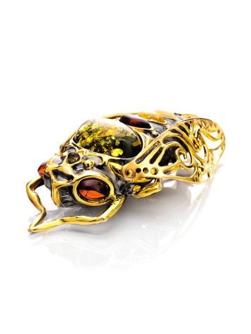 Fabulous Gold Plated Brooch With Multicolor Amber The Cicade, image , picture 5