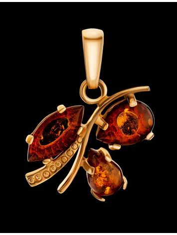 Gold-Plated Pendant With Cognac Amber The Verbena, image , picture 2