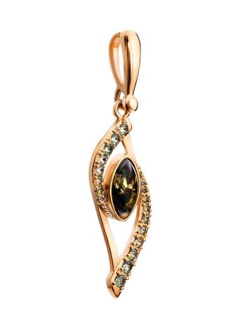 Golden Pendant With Green Amber And Crystals The Raphael, image , picture 3