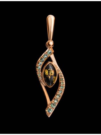 Golden Pendant With Green Amber And Crystals The Raphael, image , picture 2