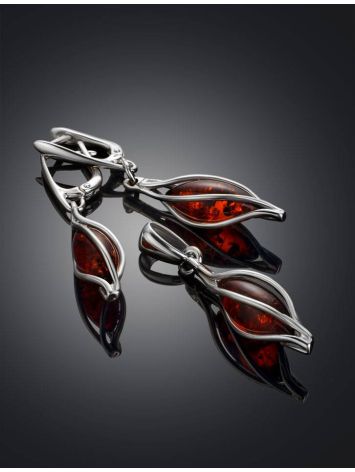 Silver Twisted Pendant With Cherry Amber Centerpiece The Algeria, image , picture 4
