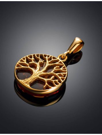 Traditional Amber Pendant in Gold-Plated Silver The Tree Of Life, image , picture 2