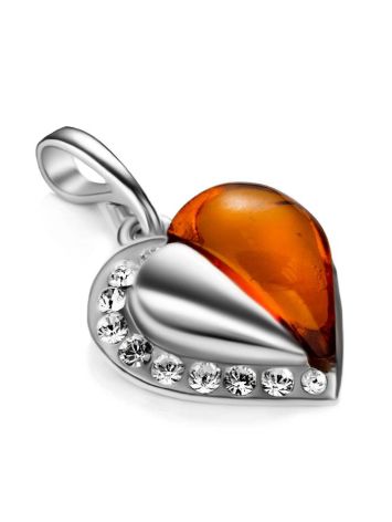 Sterling Silver Heart Pendant With Amber And Crystals The Declaration, image , picture 3