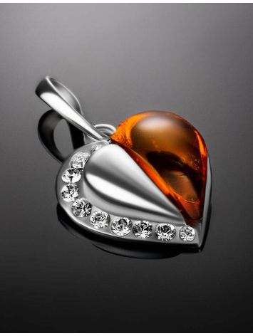 Sterling Silver Heart Pendant With Amber And Crystals The Declaration, image , picture 2