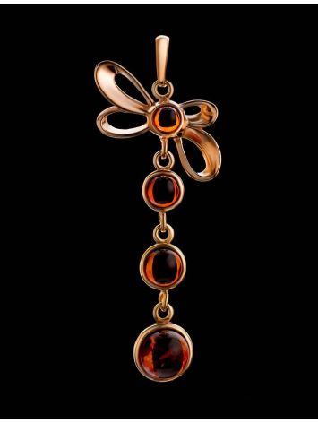 Gold-Plated Dangle Pendant With Cognac Amber The Caprice, image , picture 2