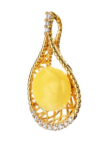 Drop Amber Pendant In Gold-Plated Silver With Crystals The Venus, image , picture 4