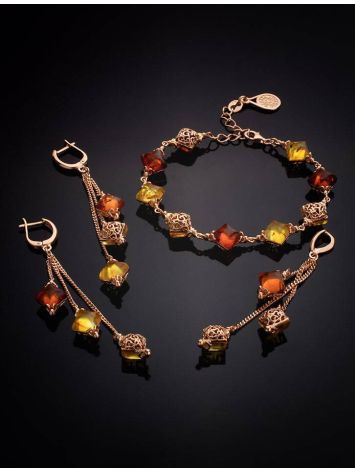 Gold-Plated Pendant With Multicolor Amber The Casablanca, image , picture 4
