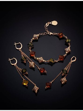 Gold-Plated Pendant With Multicolor Amber The Casablanca, image , picture 4