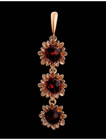 Gold-Plated Pendant With Cherry Amber The Aster, image , picture 2