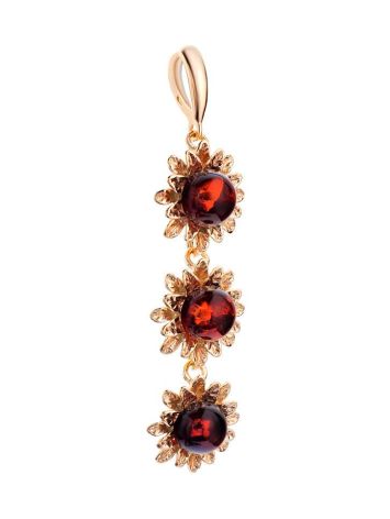 Gold-Plated Pendant With Cherry Amber The Aster, image , picture 3