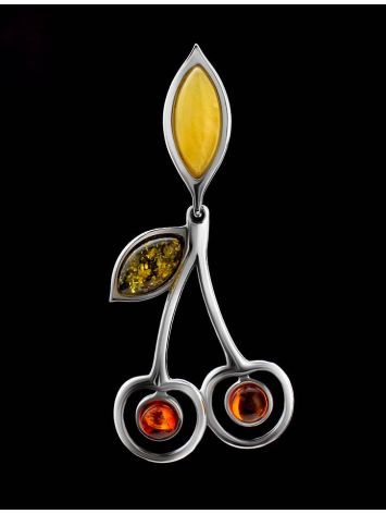 Delicious​ Multicolor Amber Cherry Pendant In Sterling Silver The Confiture, image , picture 2