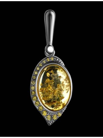 Amber Pendant In Sterling Silver With Green Crystals The Raphael, image , picture 2