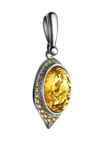Amber Pendant In Sterling Silver With Green Crystals The Raphael, image , picture 4