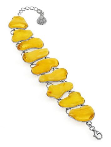 Bright Silver Link Bracelet With Honey Amber The Trinidad, image 