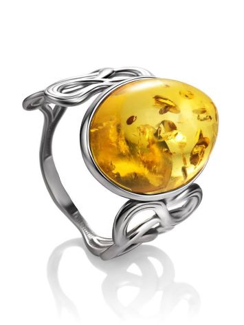 Bold Amber Ring In Sterling Silver The Fairy, Ring Size: 5.5 / 16, image 