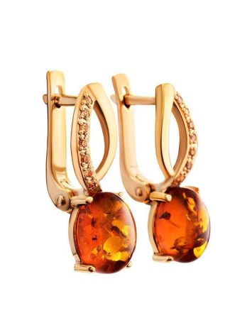 Amber Earrings In Gold-Plated Silver With Champagne Crystals The Raphael, image 